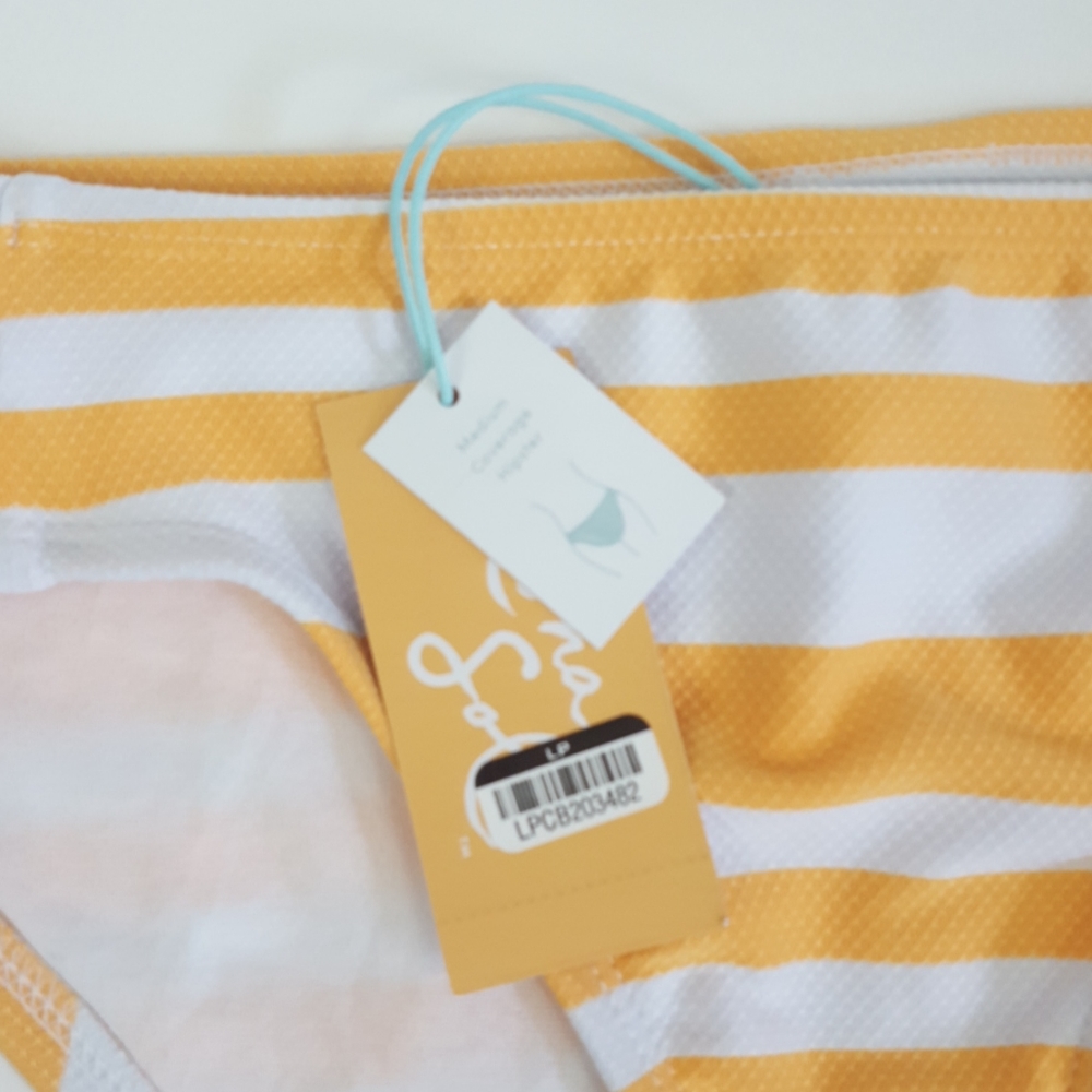 Kona Sol Yellow Striped Textured Bikini Set - Picture 13 of 15